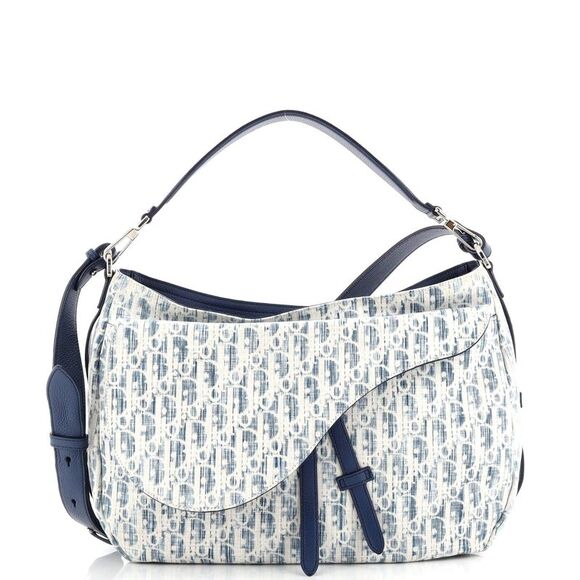 Dior Bags Christian Dior Saddle Soft Bag Kasuri Oblique Canvas Blue